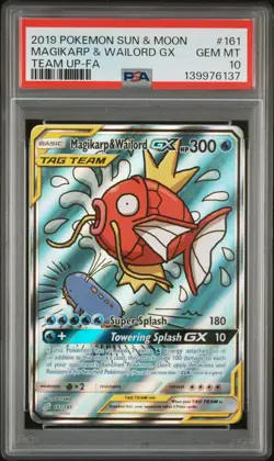 2019 POKEMON SUN & MOON TEAM UP #161 FULL ART/MAGIKARP & WAILORD GX PSA 10 - Image 1