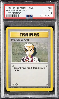 1999 POKEMON GAME 1ST ED #88 PROFESSOR OAK PSA 4 - Image 1