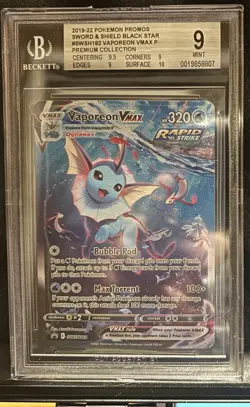 Pokemon TCG Vaporeon VMAX SWSH182 Sword & Shield Promo Holo Beckett 9 2021 - Image 1