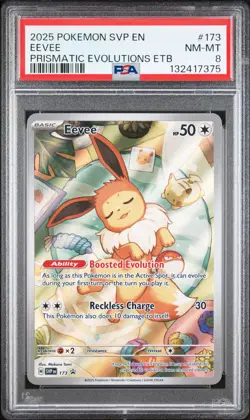 2025 POKEMON SVP EN-SV BLACK STAR PROMO #173 EEVEE PSA 8 - Image 1