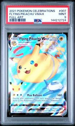 2021 POKEMON CELEBRATIONS #007 FULL ART/FLYING PIKACHU VMAX PSA 9 - Image 1