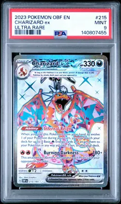 2023 POKEMON OBF EN-OBSIDIAN FLAMES ULTRA RARE #215 CHARIZARD EX PSA 9 - Image 1