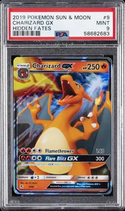 2019 POKEMON SUN & MOON HIDDEN FATES #9 CHARIZARD GX PSA 9 - Image 1