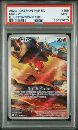 2023 POKEMON PAR EN-PARADOX RIFT ILLUSTRATION RARE #186 MAGBY PSA 9 - Image 1