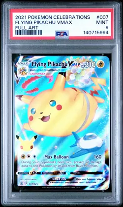 2021 POKEMON CELEBRATIONS #007 FULL ART/FLYING PIKACHU VMAX PSA 9 - Image 1