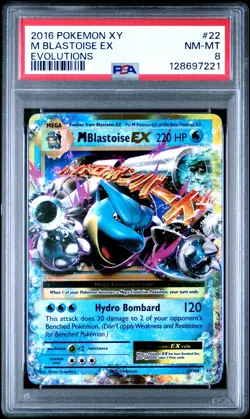 2016 POKEMON XY EVOLUTIONS #22 M BLASTOISE EX PSA 8 - Image 1