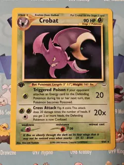 Pokemon TCG Crobat 1st Edition Holo Neo Revelation 04/64 Card - Image 1