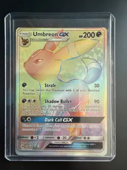 Pokemon TCG SM Base Umbreon GX Holo Card 154/149 Rainbow Secret Rare - Image 1