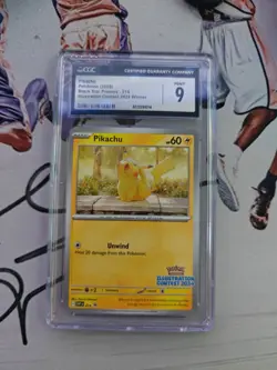 CGC MINT 9 Pikachu Black Star Promo 214 Illustration Contest Pokemon Card - Image 1