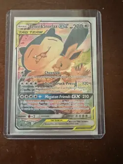 EEVEE & SNORLAX GX Tag Team Black Star Promo SM169 NM Pokemon Card 2019 - Image 1