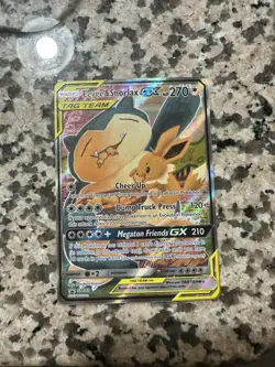 EEVEE & SNORLAX GX Tag Team Black Star Promo SM169 NM Pokemon Card 2019 - Image 3