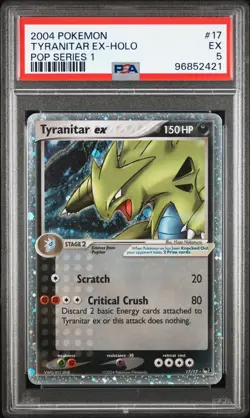 PSA 5 EX Tyranitar ex 17/17 POP Series 1 Holo Pokemon 2004 English - Image 1