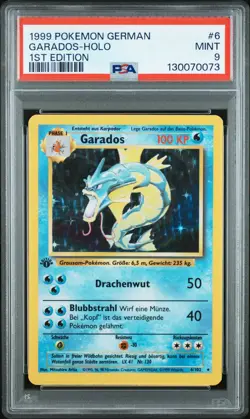 1999 POKEMON GERMAN 1ST ED #6 GARADOS-HOLO PSA 9 - Image 1