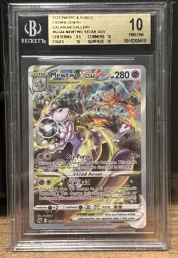 Pokemon Crown Zenith Mewtwo VStar Galarian Gallery #GG44/GG70 BGS 10 Pristine - Image 1