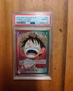 2025 ONE PIECE JPN OP13-001 CARRYING ON HIS WILL MONKEY D. LUFFY PSA 10 - Image 2