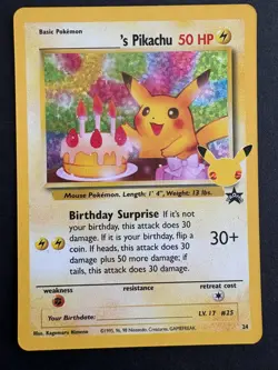 Birthday Pikachu Celebrations Classic Collection Promo Card Pokemon Card - Image 1