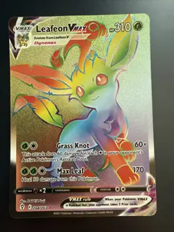Pokemon TCG Leafeon VMAX Rainbow Secret Rare Holo Card Evolving Skies 204/203 - Image 1