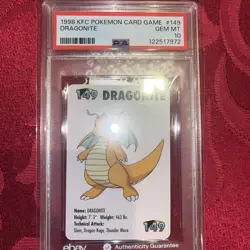 1998 KFC POKEMON CARD GAME #149 DRAGONITE GEM MINT 10 RARE - Image 2