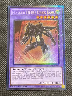 YuGiOh! Masked HERO Dark Law RA01-EN025 Prismatic Collector Rare 1st Edition NM - Image 1