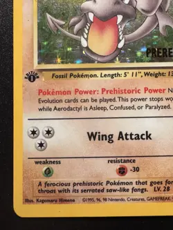 1st Edition Prerelease Aerodactyl 1/62 Fossil Pokemon Card Holo Foil Rare HP - Image 5