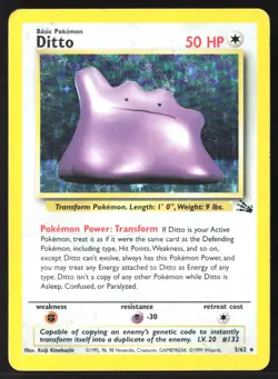 Pokemon Ditto 3/62 Holo Rare Fossil Wizards Of The Coast Pokemon Card HP DMG - Image 1