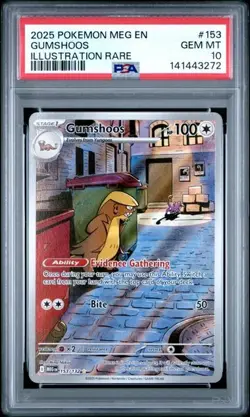2025 Pokemon Mega Evolution #153 Gumshoos Illustration Rare PSA 10 Card GEM MINT - Image 1