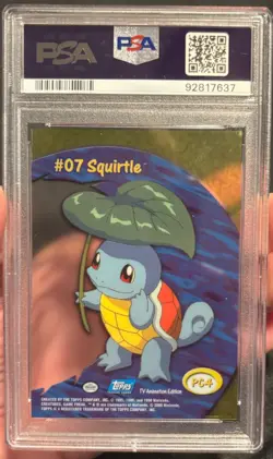 2000 TOPPS POKEMON TV ANIMATION CLEAR CARDS #PC4 SQUIRTLE PSA 10 - Image 2