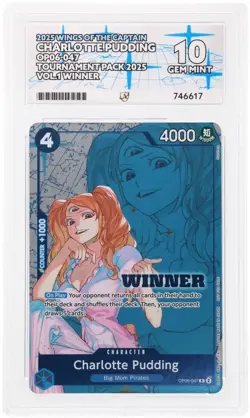 One Piece EN OP06-047 Charlotte Pudding R T.Pack Vol.1 Winner Ace GEM MT 10 - Image 1