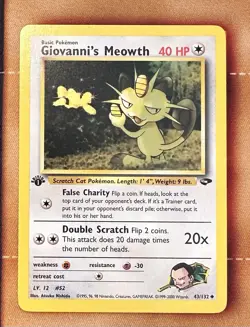 Pokemon Card Giovanni's Meowth 1st Edition Gym Challenge Uncommon 43/132 Mint - Image 1