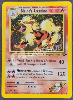 CARTA POKEMON BLAINE'S ARCANINE 1/132 GYM CHALLENGE HOLO ENG TCG CARD - Image 1