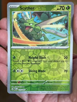POKEMON SCYTHER 123/165 UNCOMMON REVERSE HOLOFOIL SCARLET VIOLET 151 NM CARD - Image 1