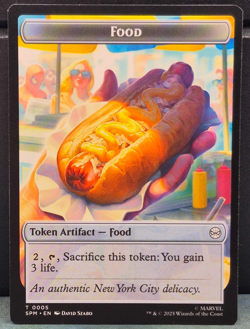 Spider 0003 Food 0005 Token Marvel Spider-man Near Mint Card Hot Dog Artifact - Image 1