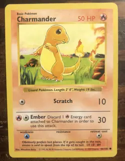 Pokemon Card Base 46/102 CHARMANDER Common Shadowless 1999 - Image 2