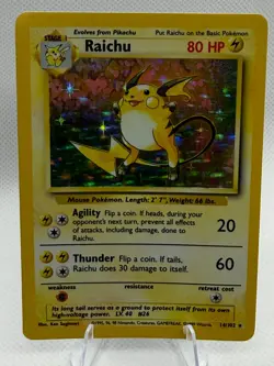 Pokemon TCG Raichu Base Set Holo Unlimited Rare Card 14/102 Wizards 1999 - Image 1