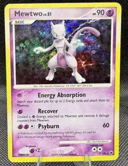 Mewtwo Lv. 51 9/100 Pokemon Diamond Pearl DP Majestic Dawn Holo MP - Image 1