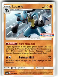 Pokemon 2020 Indonesia Lucario Card 089/S-P Stamped Indomaret - Image 1