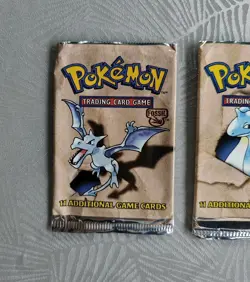 Pokemon TCG Fossil Booster Packs EMPTY Full Artwork Set Vintage Packet 2000 #3 - Image 2
