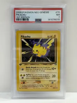 2000 POKEMON NEO GENESIS 1ST EDITION PIKACHU 70 PSA 7 - Image 1