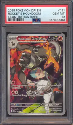 2025 POKEMON DESTINED RIVALS ROCKET'S HOUNDOOM #191 ILLUSTRATION RARE IR PSA 10! - Image 1