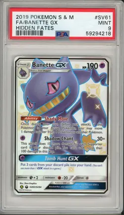 2019 Pokemon Sun & Moon Hidden Fates Banette GX Full Art #SV61 PSA 9 - Image 1