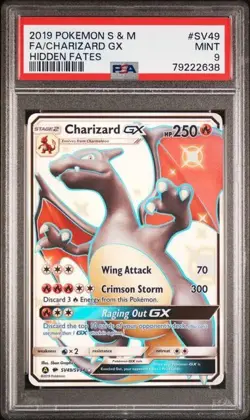 PSA 9 Pokemon TCG Charizard GX Full Art Holo Card Hidden Fates SV49/SV94 SV49 - Image 1