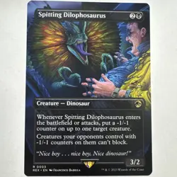 1x Spitting Dilophosaurus Borderless NM Universes Beyond Jurassic Park World MTG - Image 1