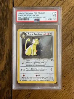 2000 POKEMON GAME PROMO NINTENDO MAGAZINE-60 HP #17 DARK PERSIAN-HOLO PSA 7 - Image 1