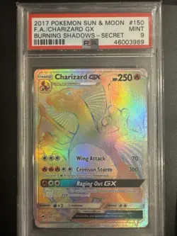 Pokemon TCG Charizard GX #150 Secret Card PSA 9 Sun & Moon Burning Shadows - Image 1