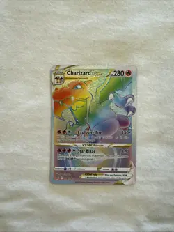 Pokemon TCG Charizard VSTAR Rainbow Secret Rare Card Brilliant Stars 174/172 - Image 1