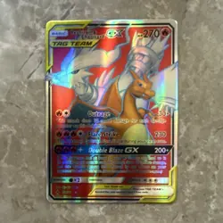 Pokemon Reshiram & Charizard GX TAG TEAM Full Art Ultra Rare Holo 194/214 270 HP - Image 1