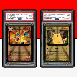 Pokemon PSA 9 Charizard Pikachu Metal Celebrations Ultra Premium Collection 25th - Image 1