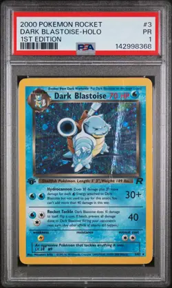 2000 POKEMON ROCKET 1ST ED #3 DARK BLASTOISE-HOLO PSA 1 - Image 1