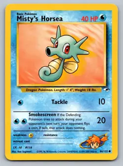 Pokemon Misty's Horsea Common Gym Heroes 086/132 LP - Image 1