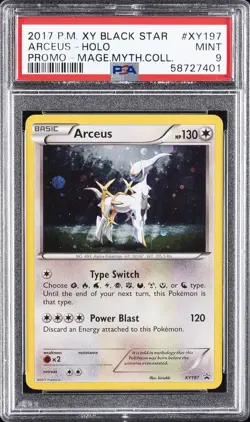 2017 POKEMON XY BLACK STAR PROMO MAGEARNA MYTHICAL COLL #XY197 ARCEUS-HOLO PSA 9 - Image 1